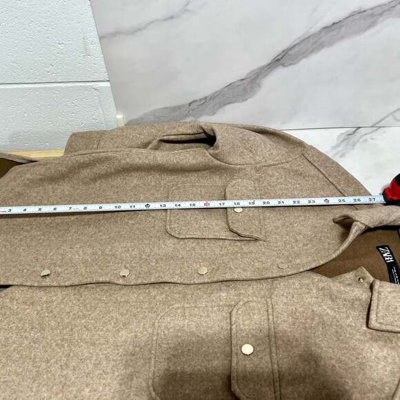 Zara Women Size XS Over-sized Soft Knit Tan Shirt Jacket Shacket - Picture 7 of 14